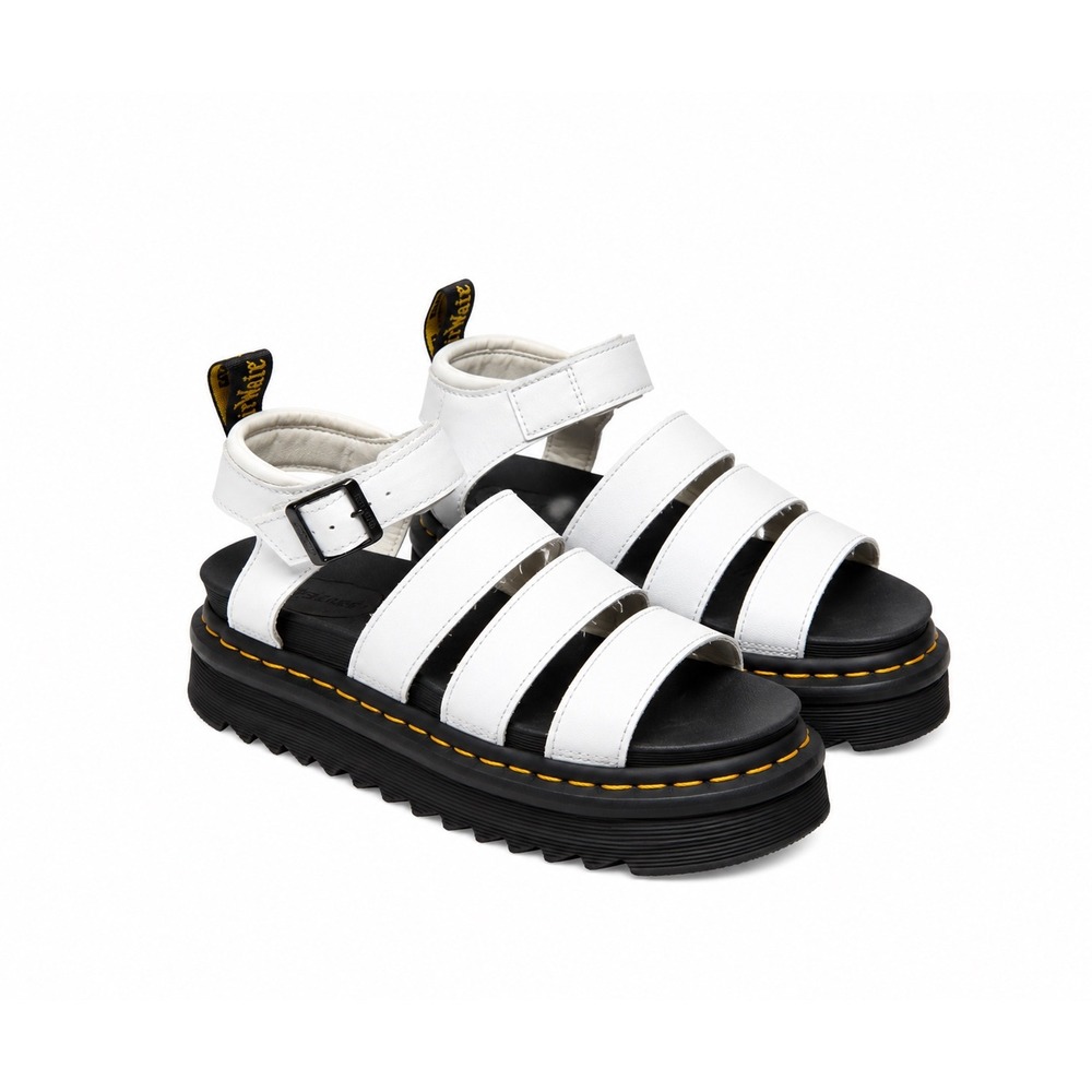 Dr. Martens Blaire White Hydro Leather Platform Gladiator Sandals AW004 Size 8